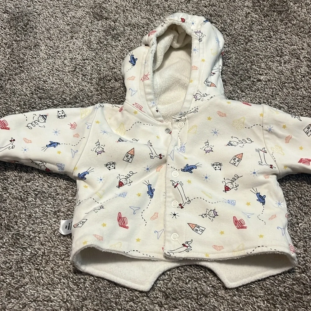 Fisher Price Vintage‎ Button Up Reversible Infant Jacket 3M